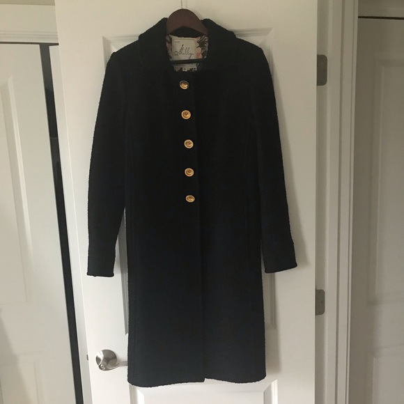 Black, wool, mid-length coat - Picture 1 of 6